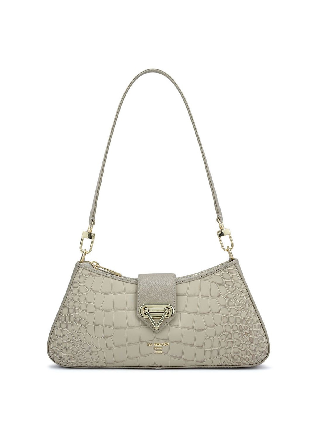 

Da Milano Women Textured Structured Leather Shoulder Bag, Grey