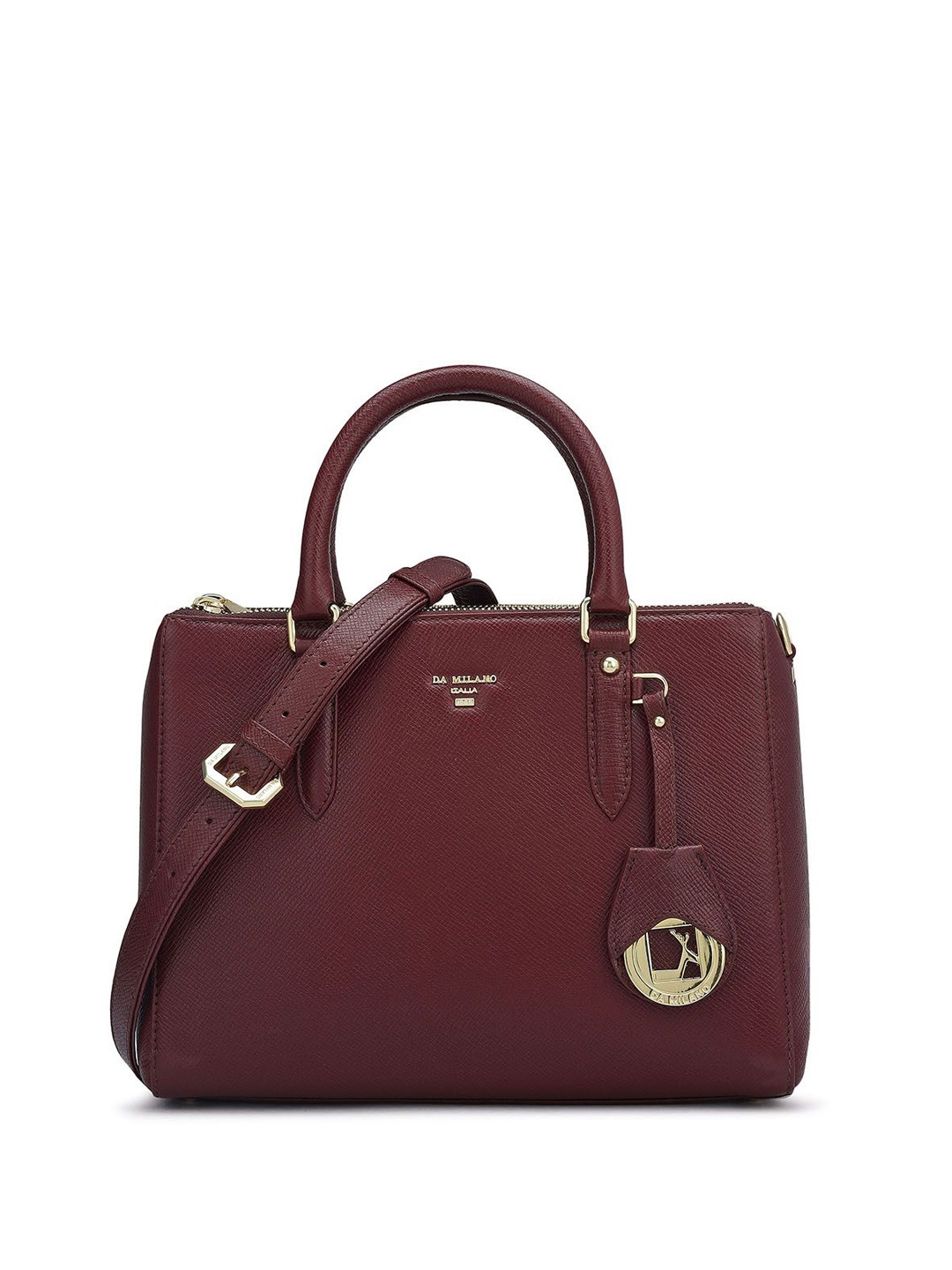 

Da Milano Women Textured Structured Leather Handheld Bag, Burgundy