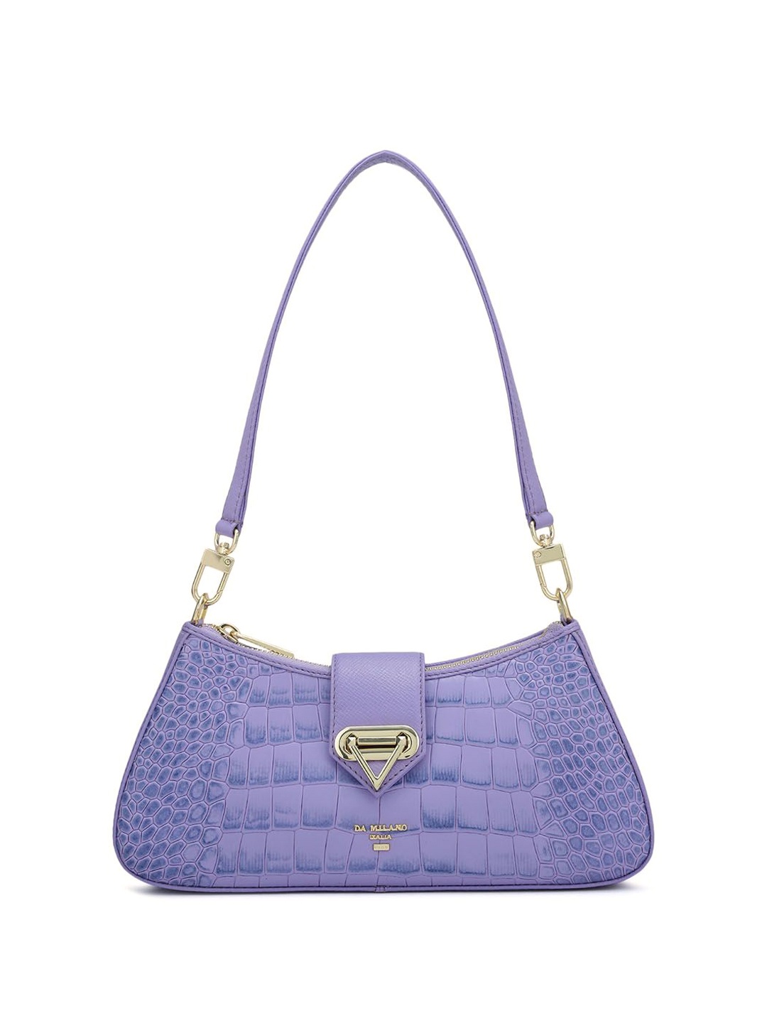 

Da Milano Women Animal Printed Structured Leather Handheld Bag, Lavender