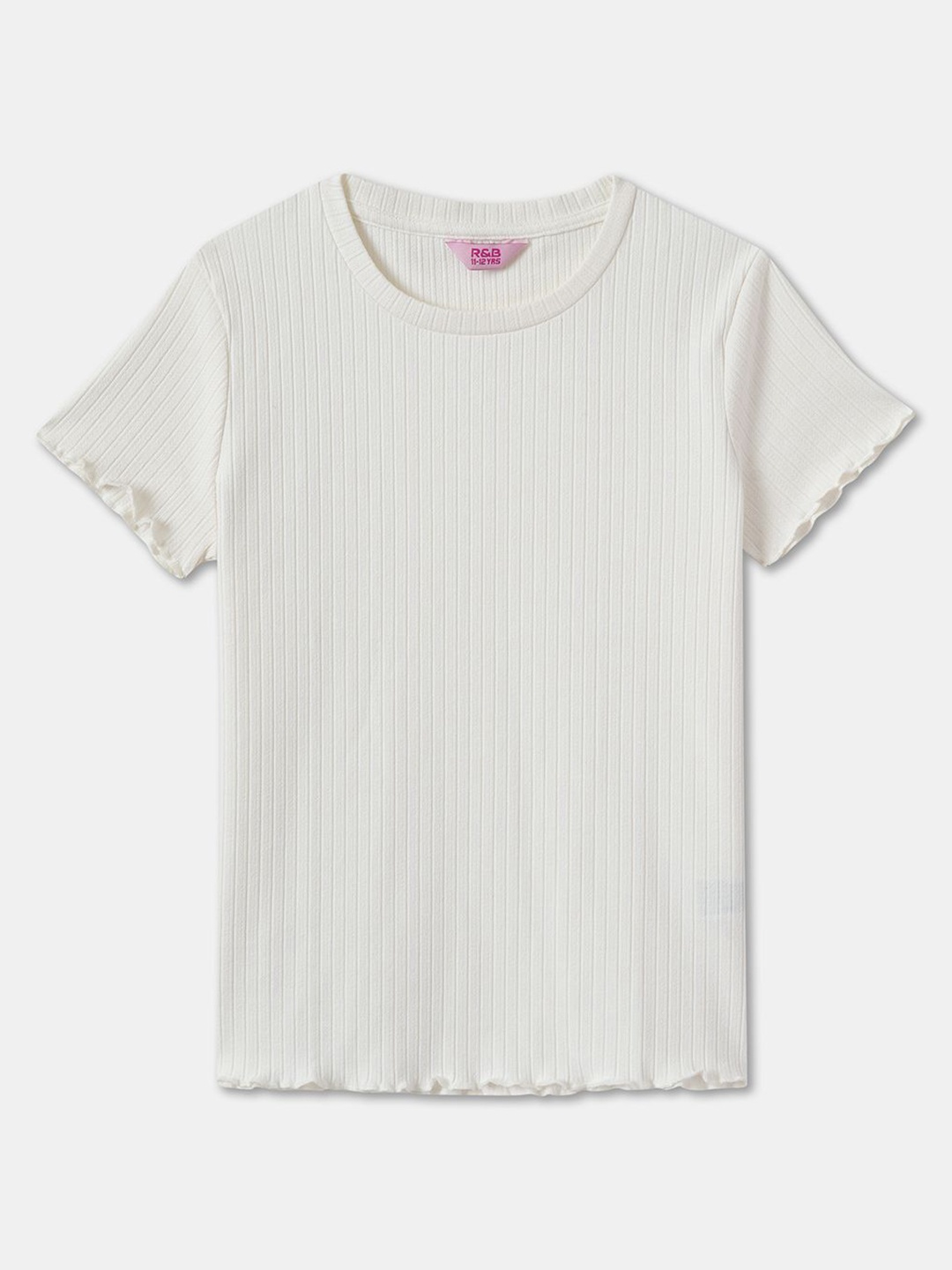 

R&B Women Round Neck Short Sleeves Top, White