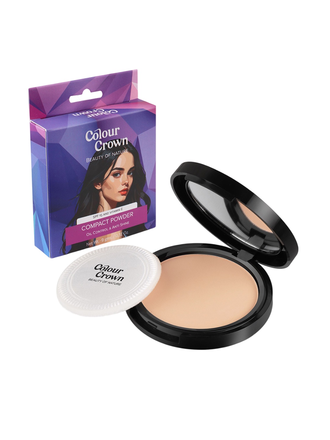 

CROWN Beauty Of Nature Longwear Mattifying Compact- Cp-1 Pure Snow, Beige