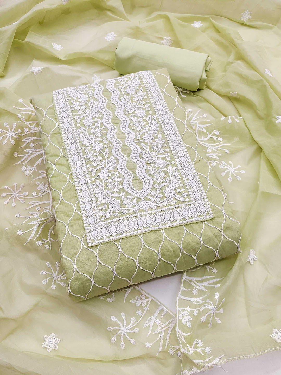 

KALINI Embroidered Unstitched Dress Material, Yellow