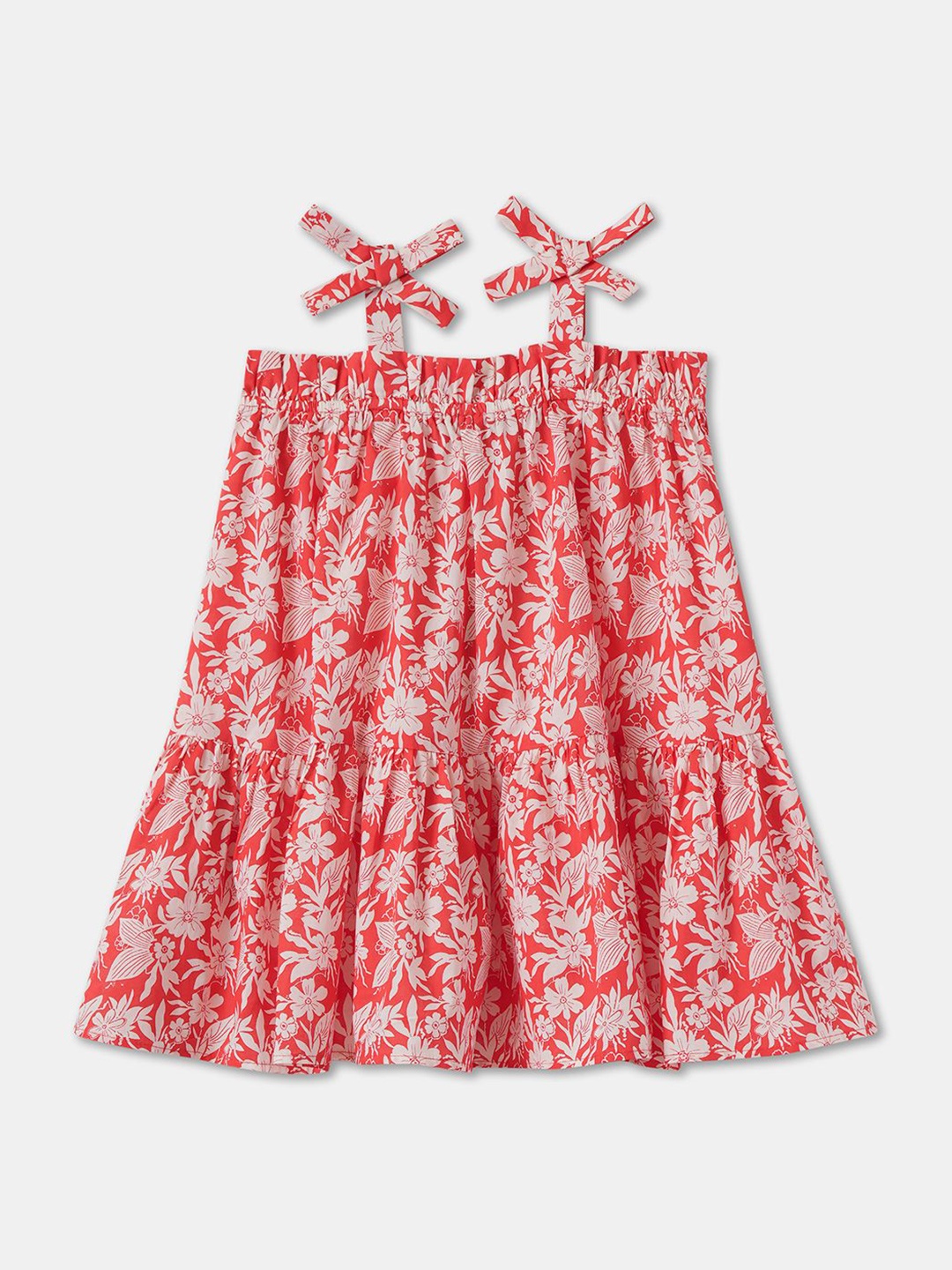 

R&B Girls Floral Printed A-Line Dress, Red