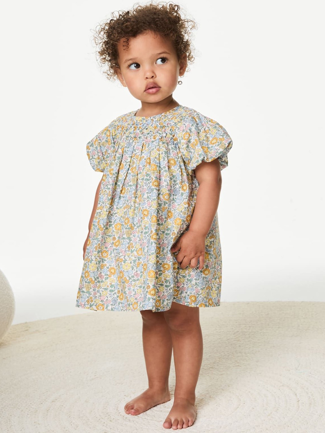 

Marks & Spencer Floral Print A-Line Dress, Yellow