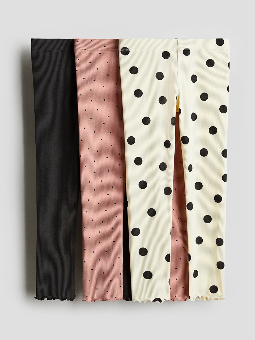 

H&M 3-Pack Ribbed Cotton Leggings, Grey