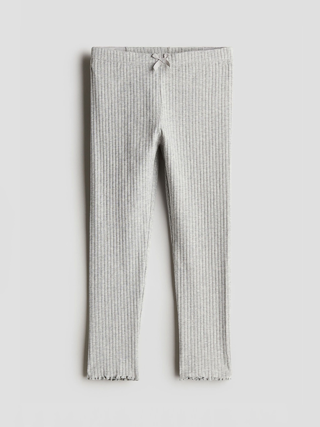 

H&M Girls Ribbed Cotton Leggings, Grey