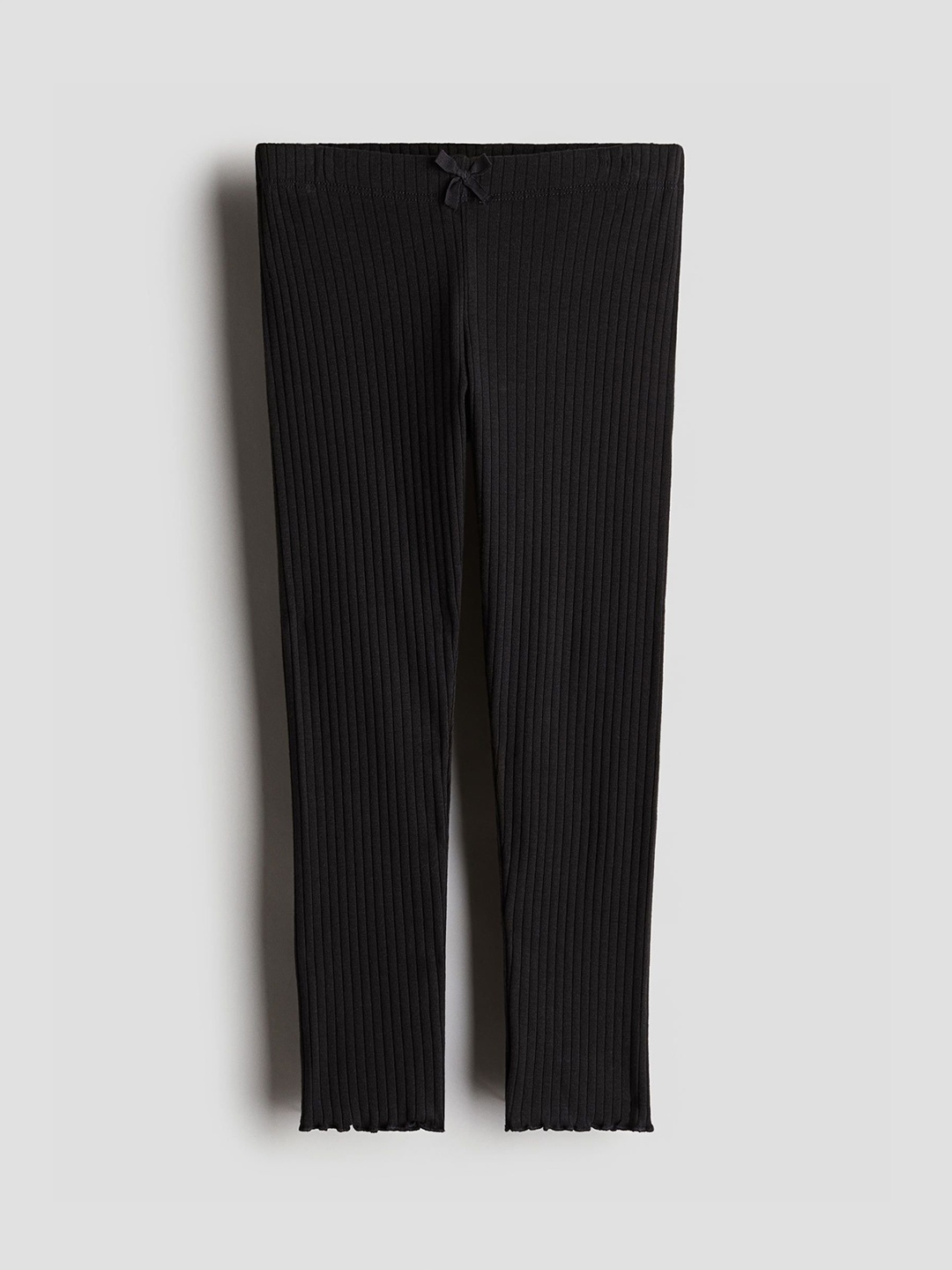 

H&M Girls Ribbed Cotton Leggings, Black