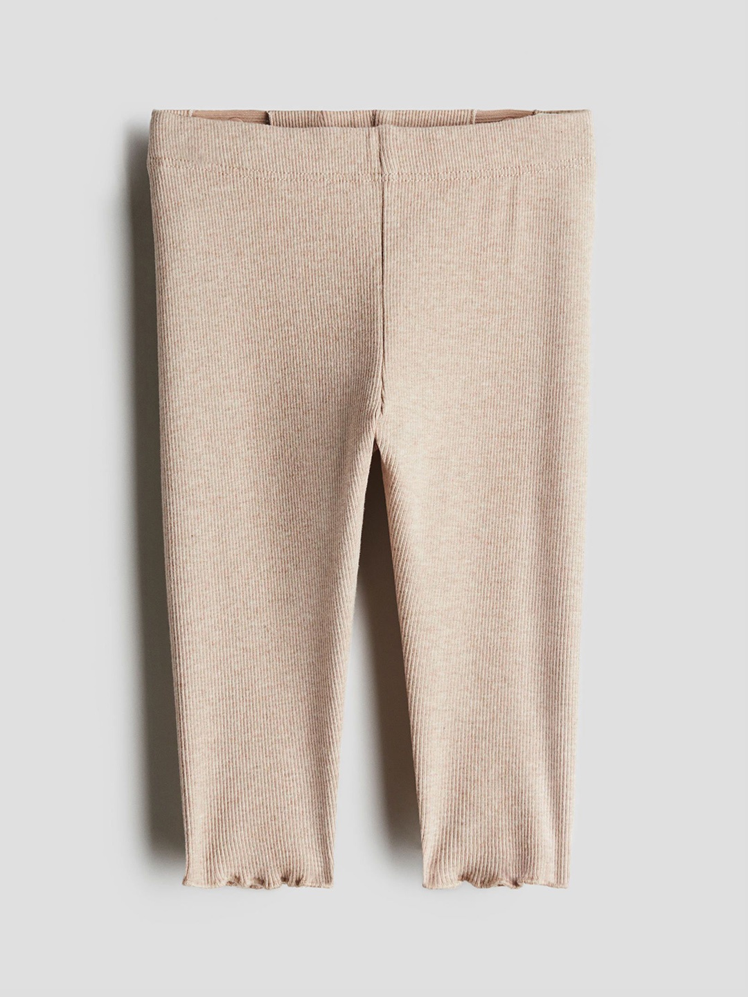 

H&M Girls Ribbed Ankle-Length Leggings, Beige