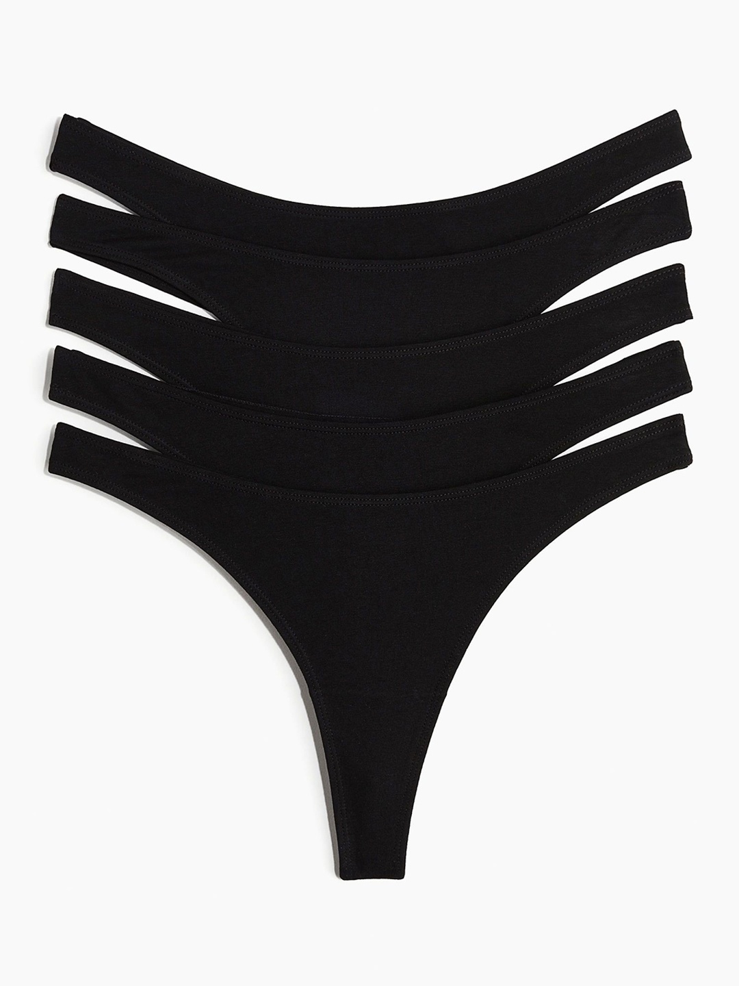 

H&M 5-Pack Cotton Thong Briefs, Black