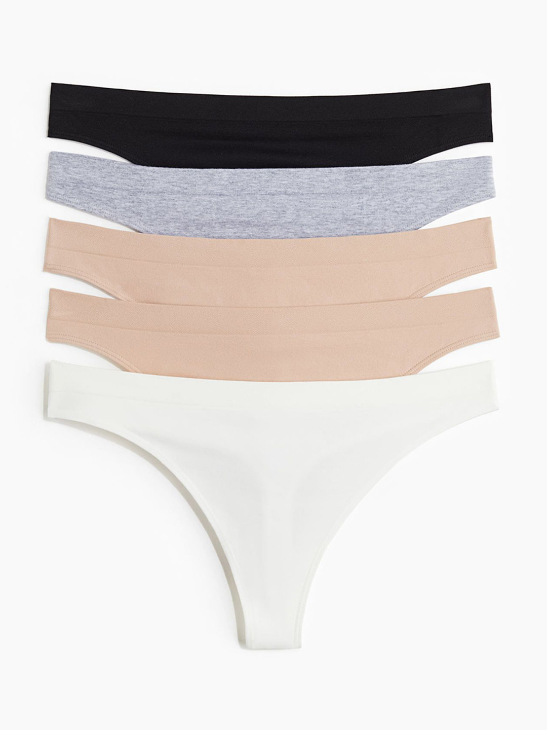 

H&M 5-Pack Seamless Thong Briefs, Grey