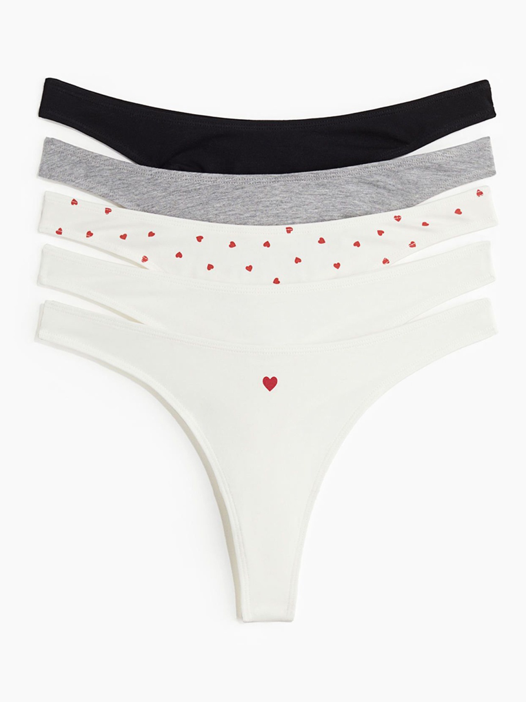 

H&M 5-Pack Cotton Thong Briefs, Black