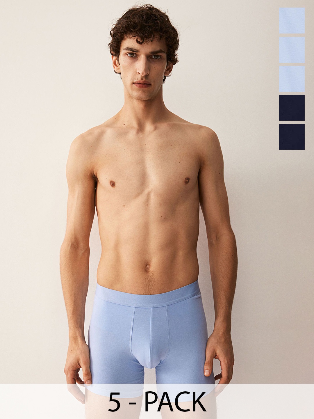 

H&M 5-Pack Mid Trunks Lycra Xtra Life, Blue