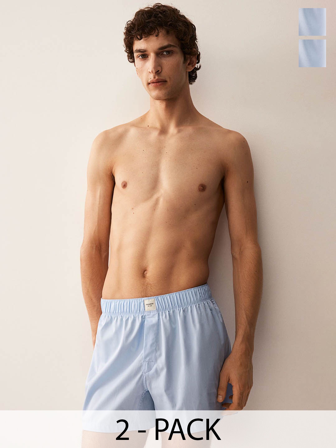 

H&M 2-Pack Woven Cotton Sateen Boxer Shorts, Blue