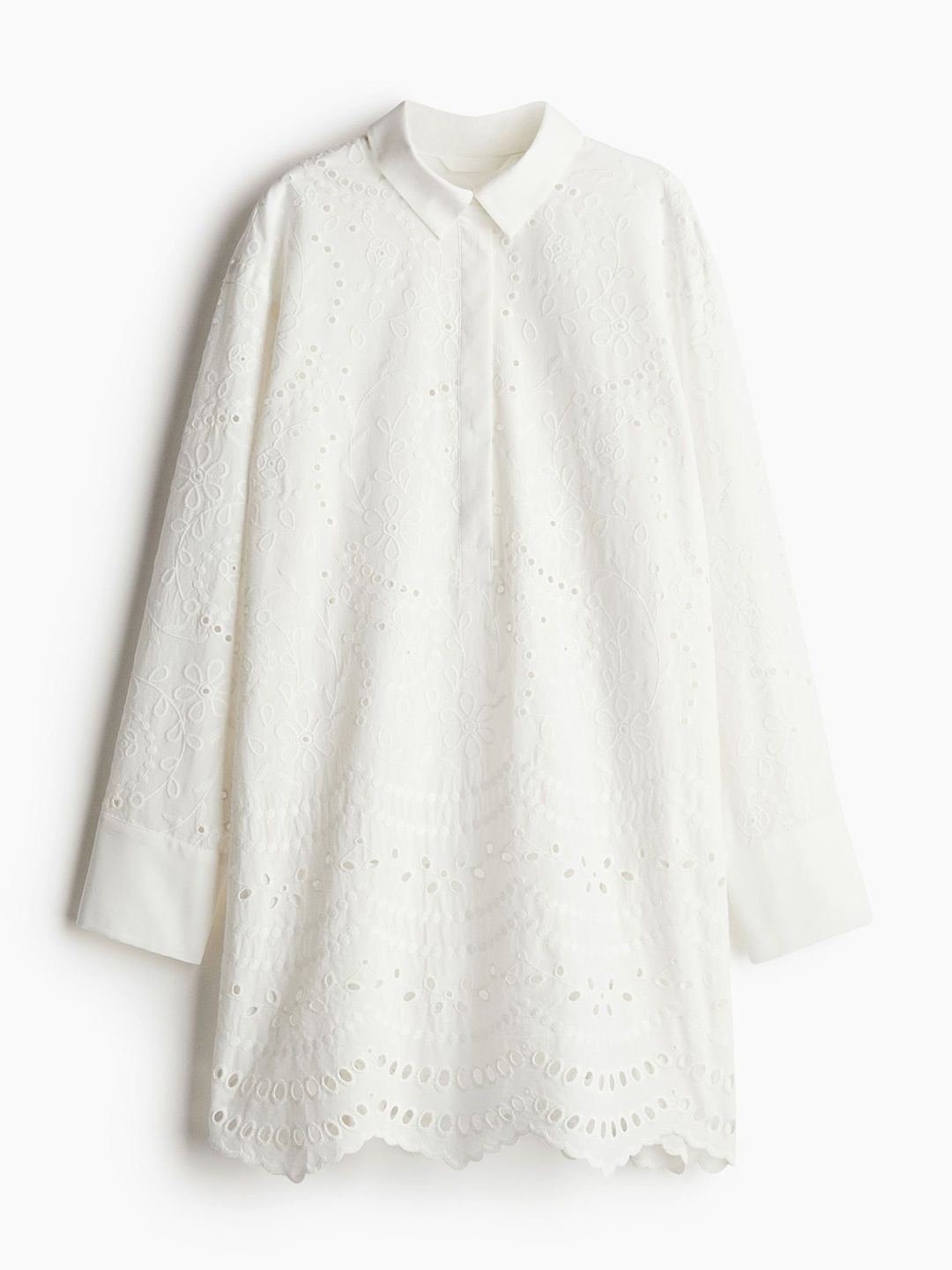 

H&M Broderie Anglaise Shirt Dress, White