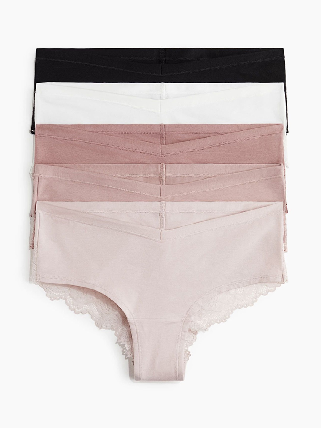 

H&M MAMA 5-Pack Lace-Trimmed Cotton Hipster Briefs, Pink