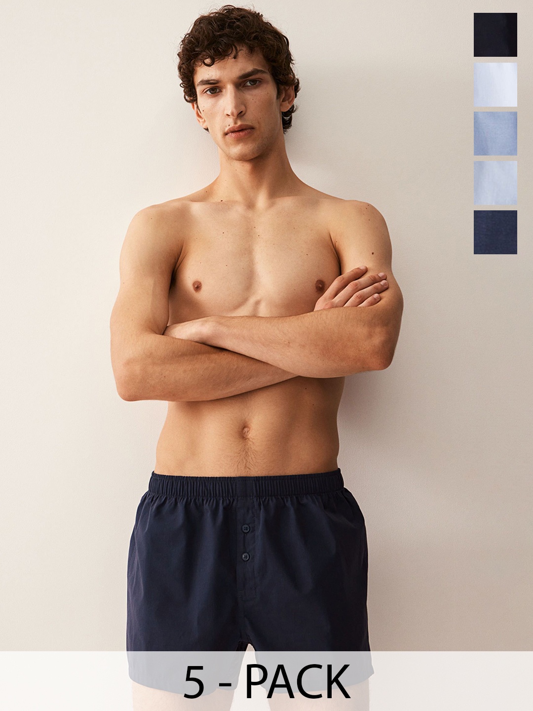 

H&M 5-Pack Woven Cotton Boxer Shorts, Navy blue