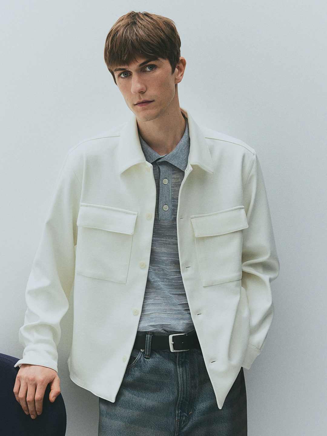 

H&M Regular Fit Overshirt, White