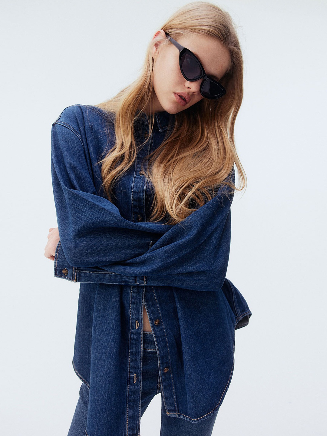 H&M Oversized Denim Shirt, Blue
