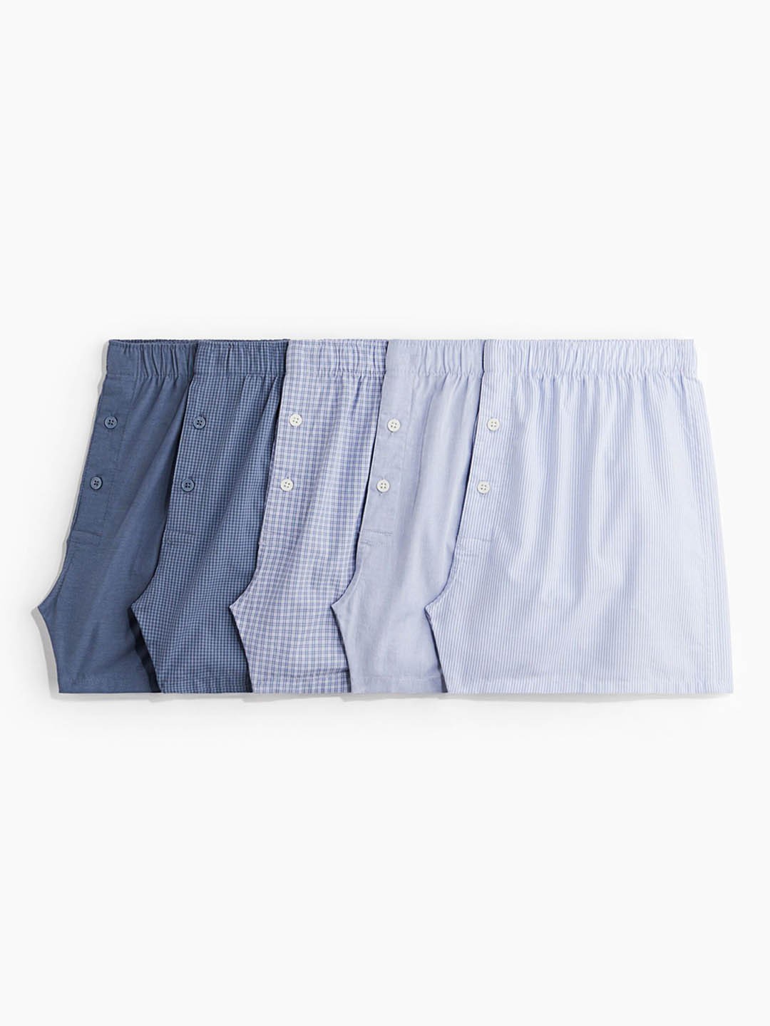 

H&M 5-Pack Woven Cotton Boxer Shorts, Blue