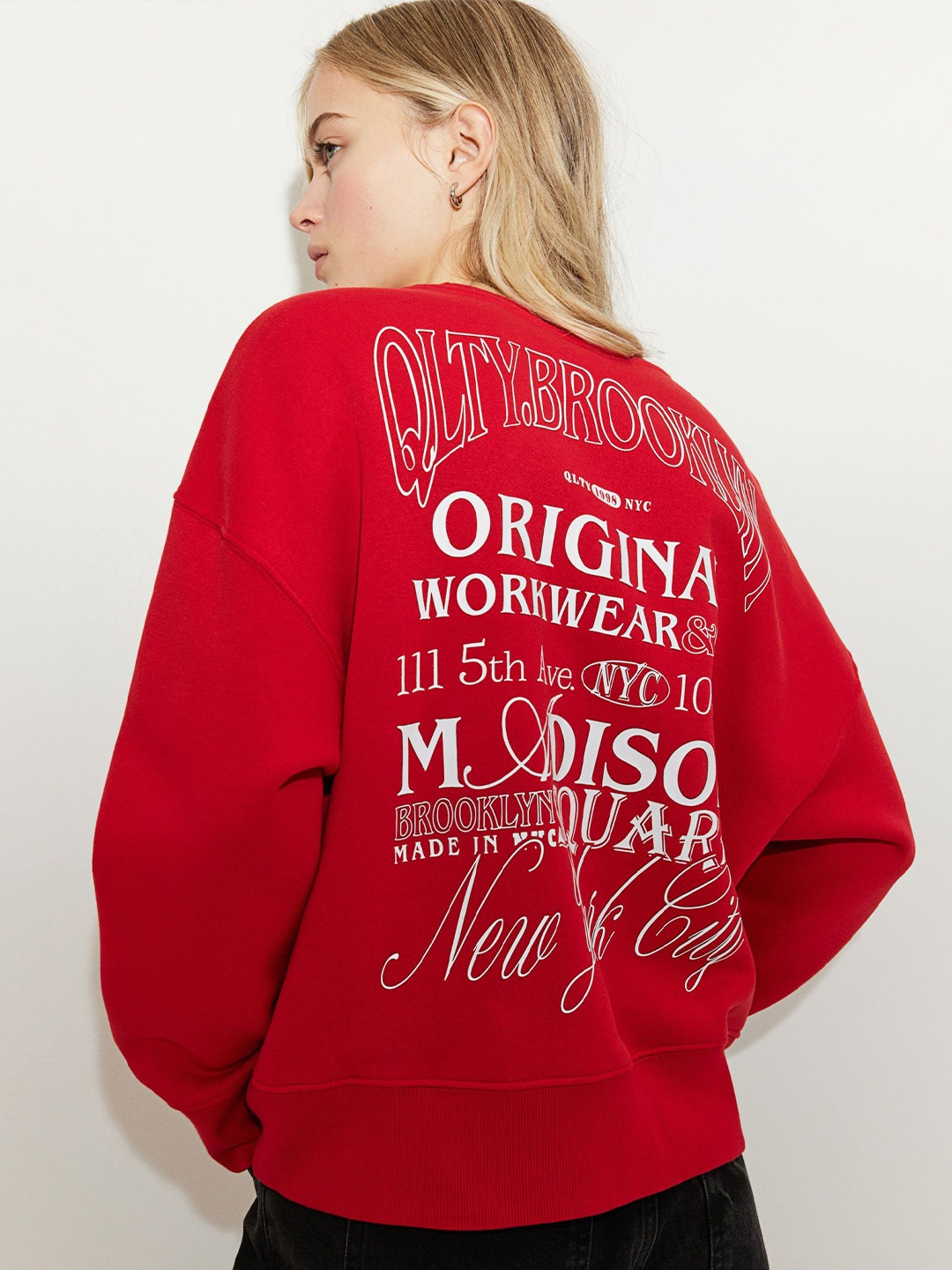 

H&M Women Oversized Motif-Detail Sweatshirt, Red