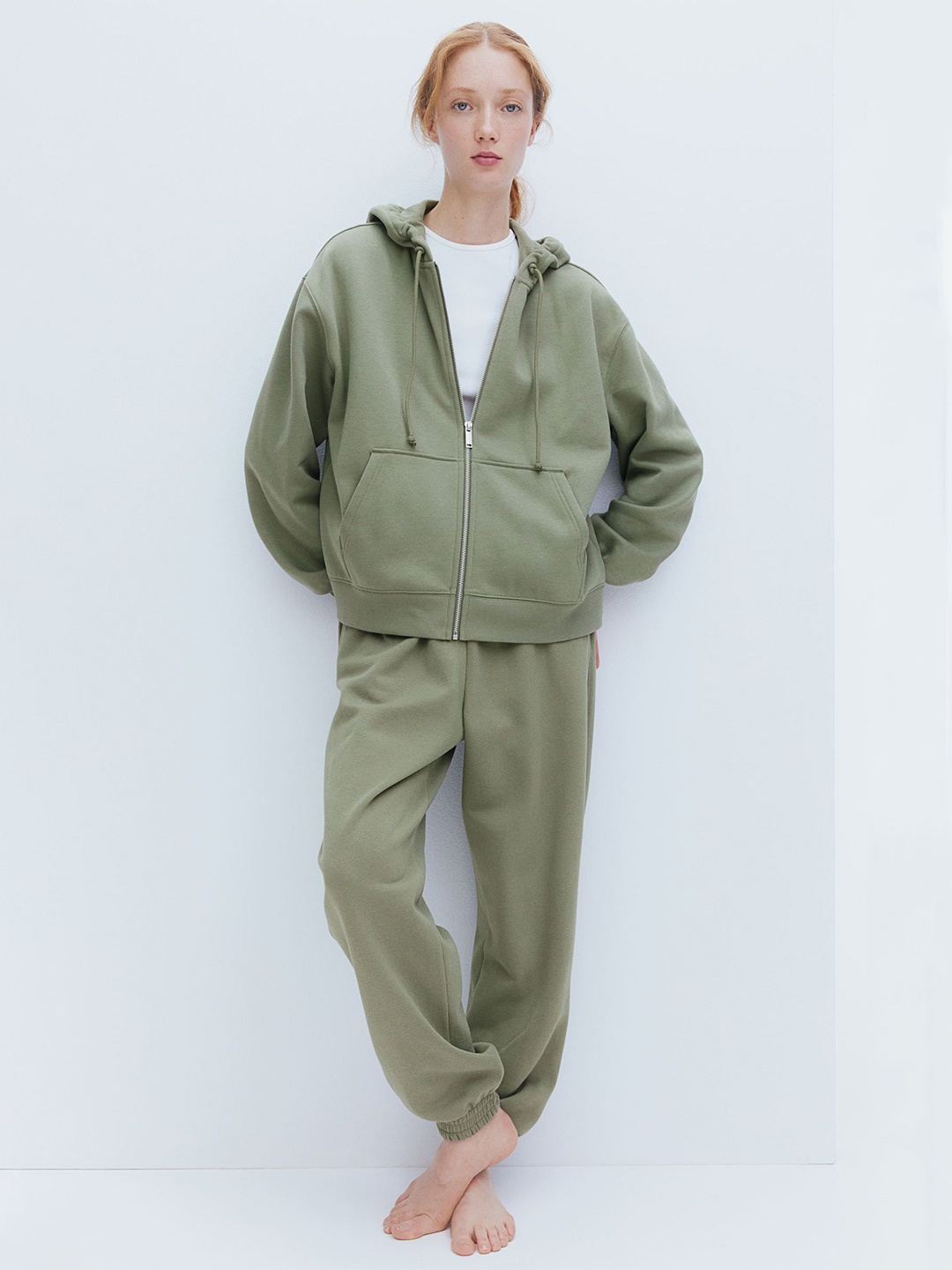 

H&M Zip-Through Hoodie, Green