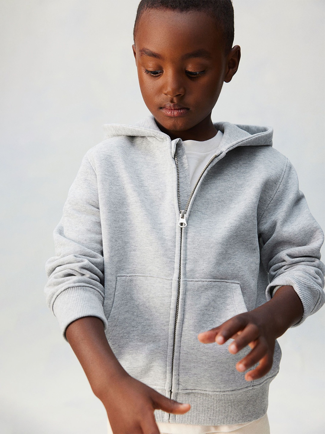 

H&M Boys Cotton Zip-Through Hoodie, Grey