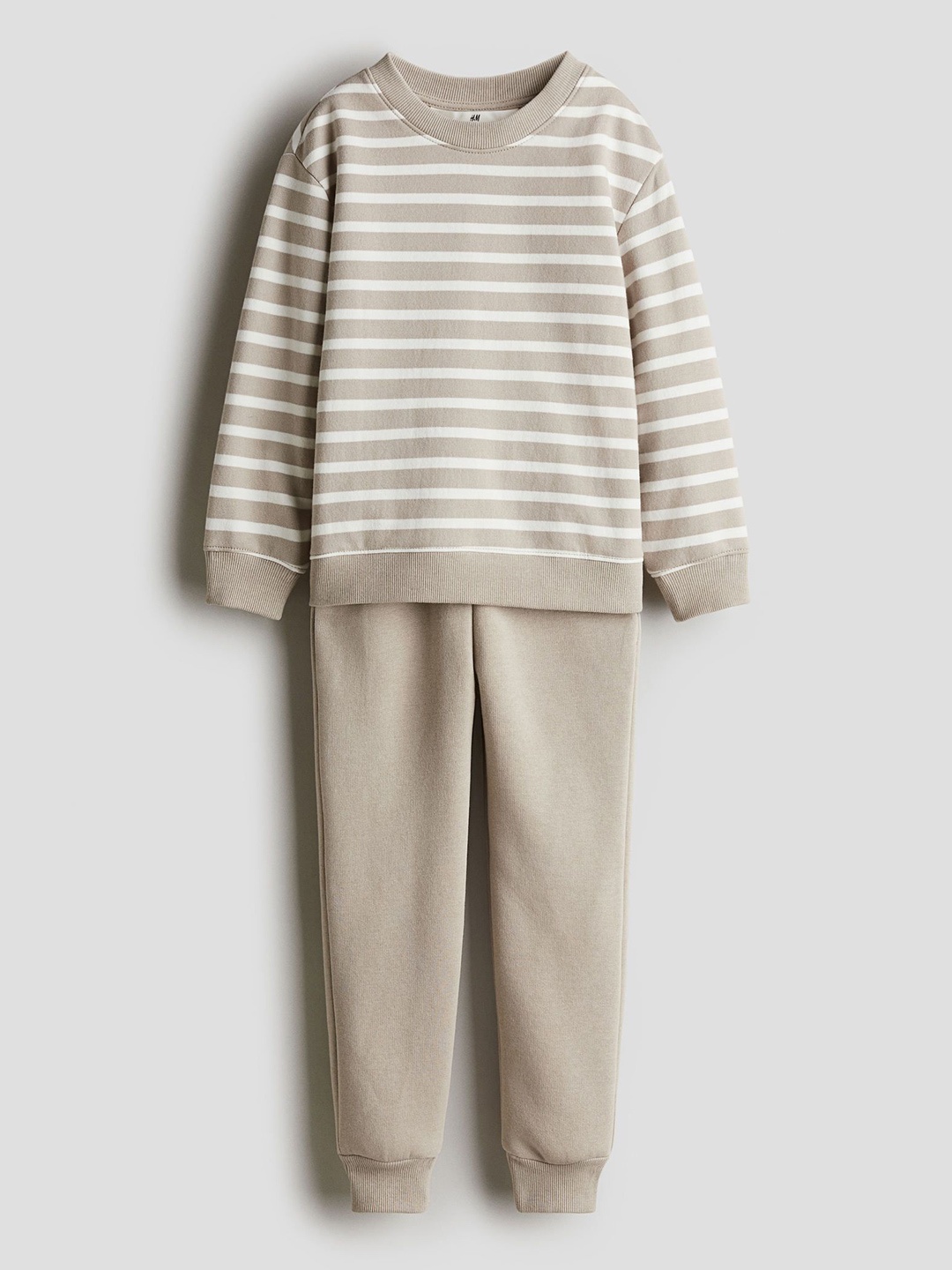 

H&M Boys 2-Piece Pure Cotton Sweatshirt Set, Beige