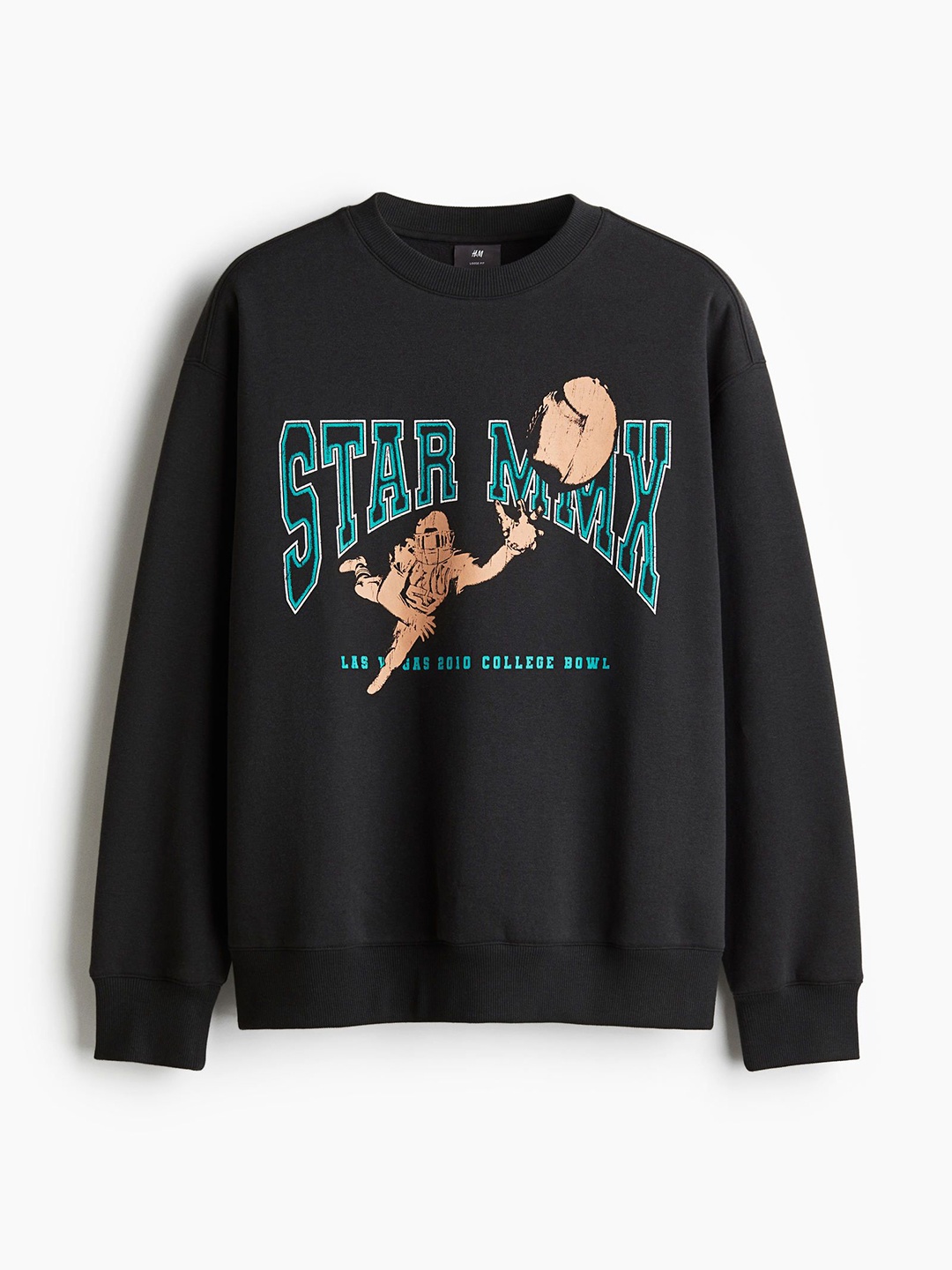

H&M Loose Fit Printed Sweatshirt, Black