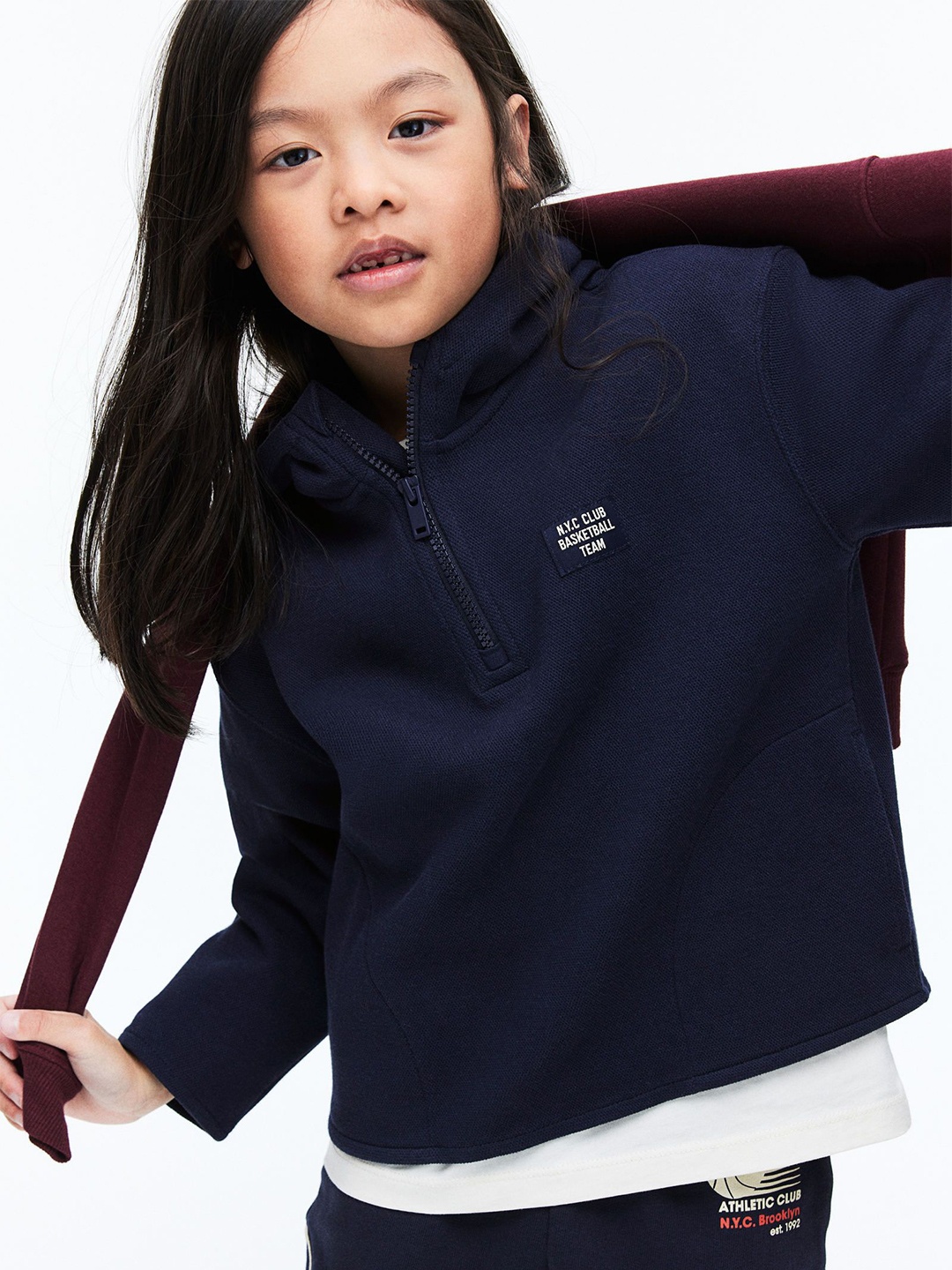 

H&M Zip-Top Piqu Hoodie, Blue