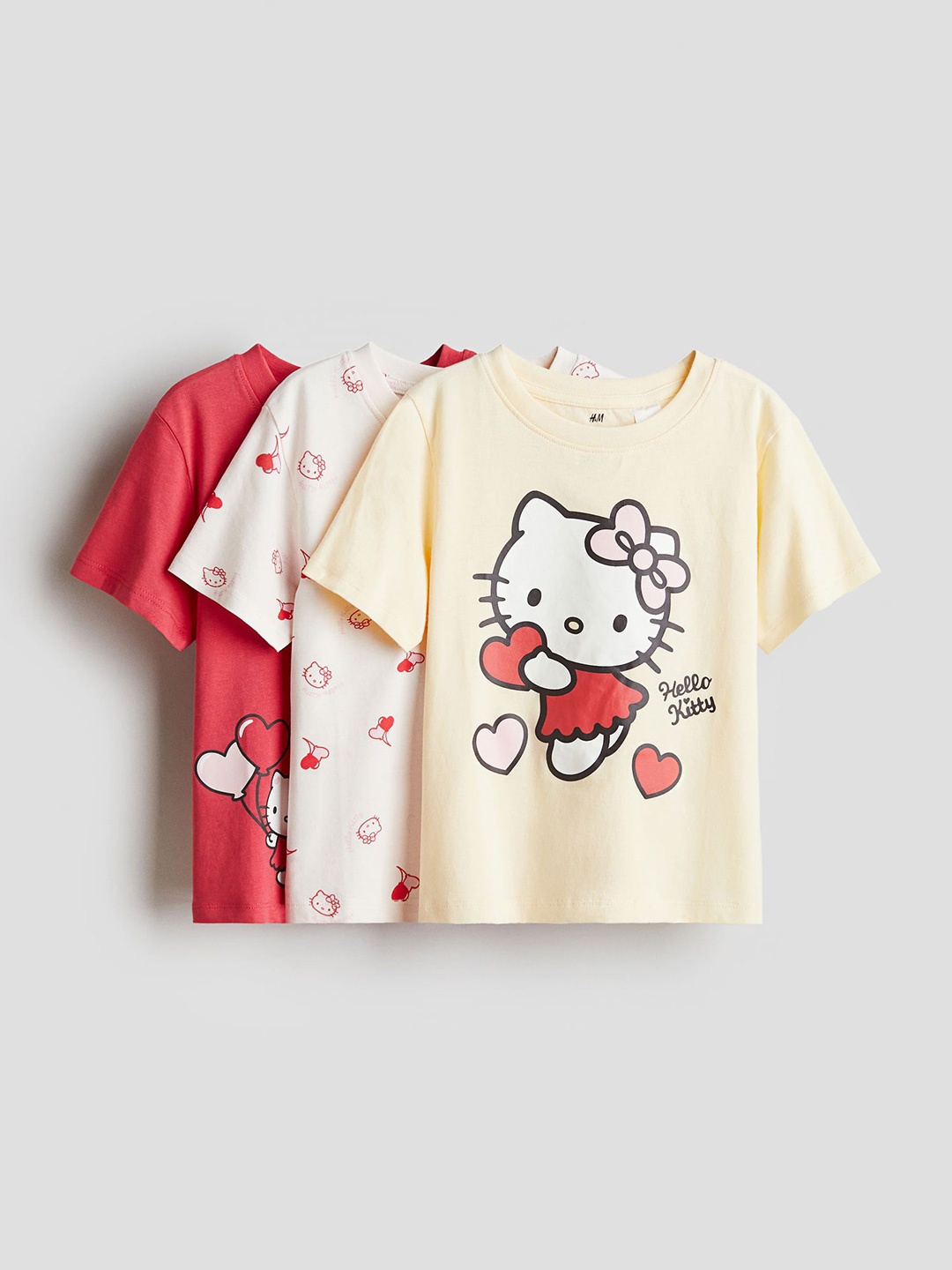 

H&M 3-Pack Printed Jersey Tops, Yellow