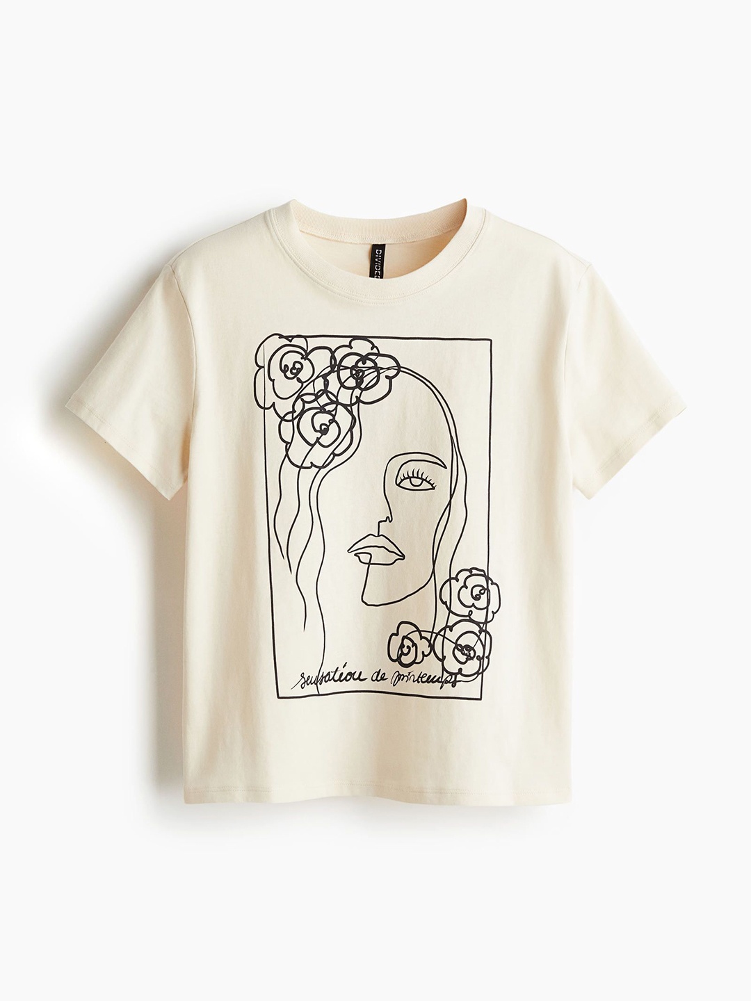 

H&M Printed T-Shirt, Beige