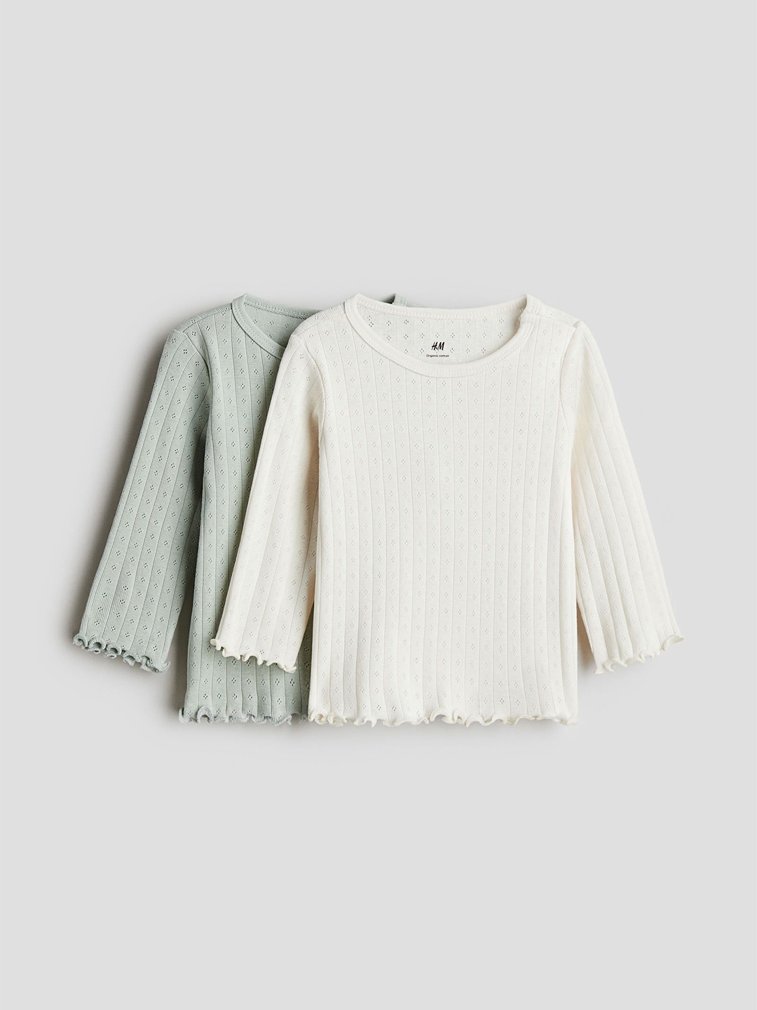 

H&M 2-Pack Ribbed Jersey Tops, Green