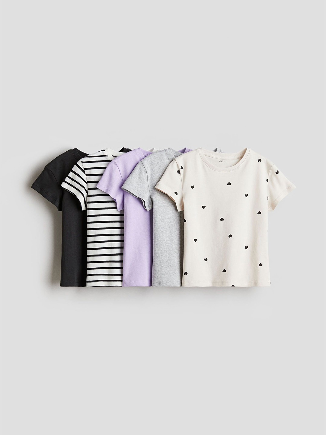 

H&M 5-Pack Cotton T-Shirts, Grey