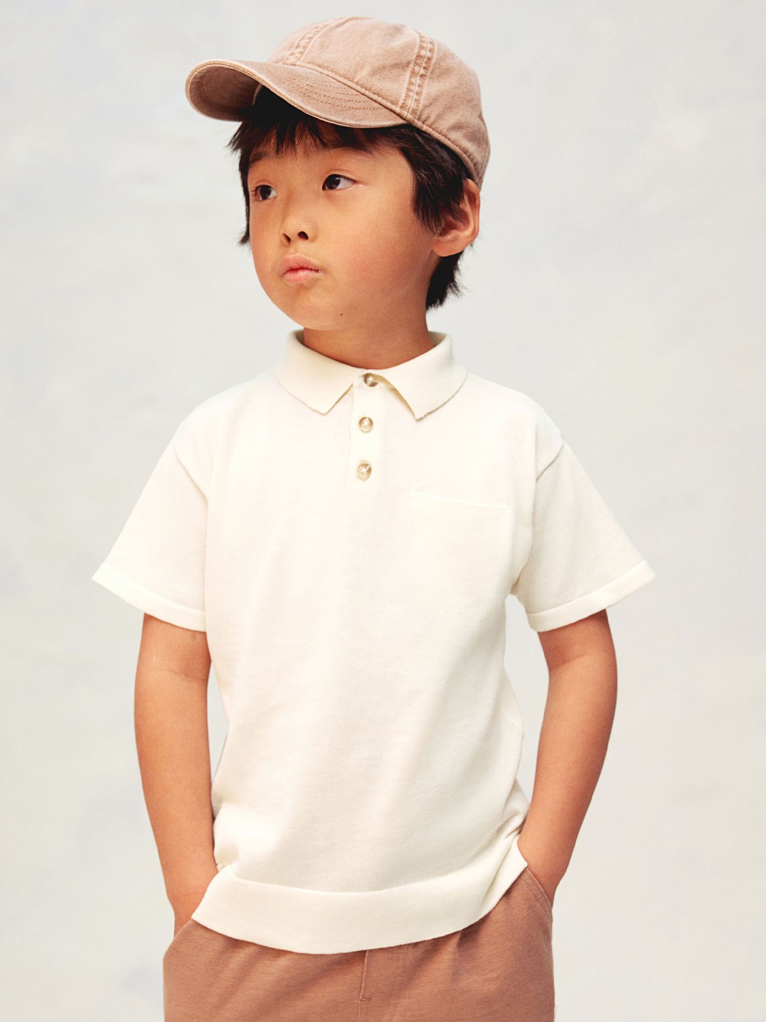 

H&M Silk-Blend Polo Shirt, White