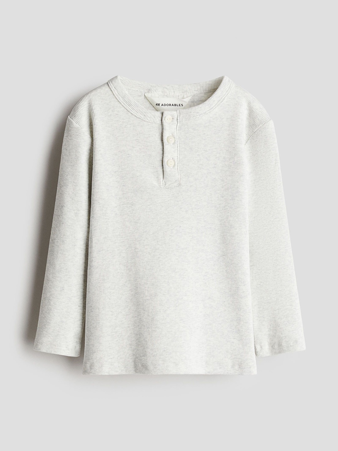 

H&M Cotton Henley Top, Grey