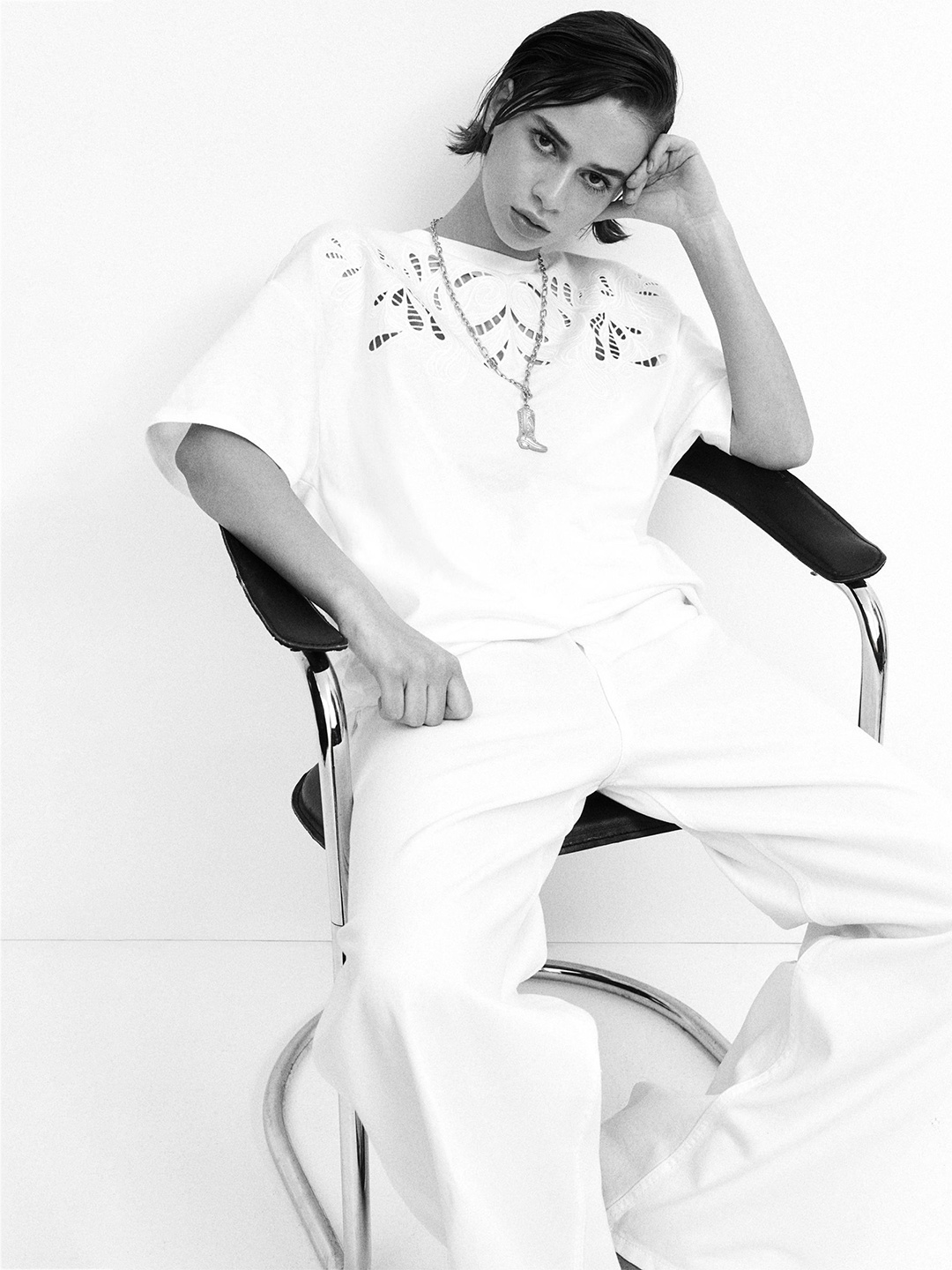 H&M Oversized Motif-Detail T-shirt, White