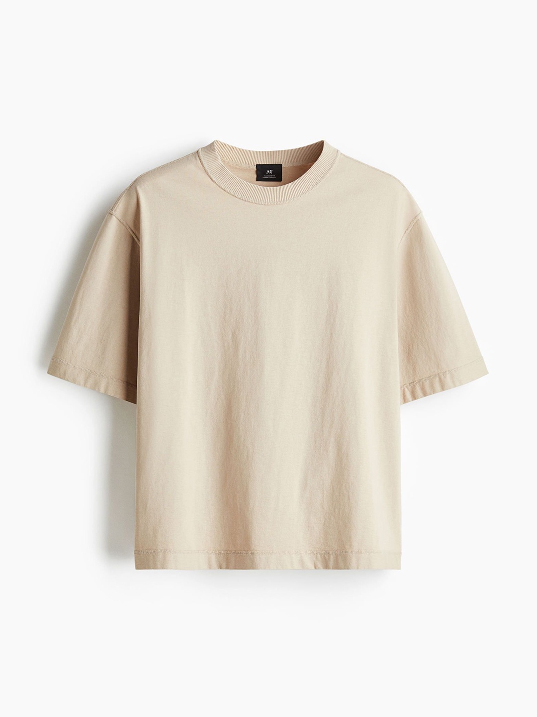 

H&M Boxy Fit Washed T-Shirt, Beige