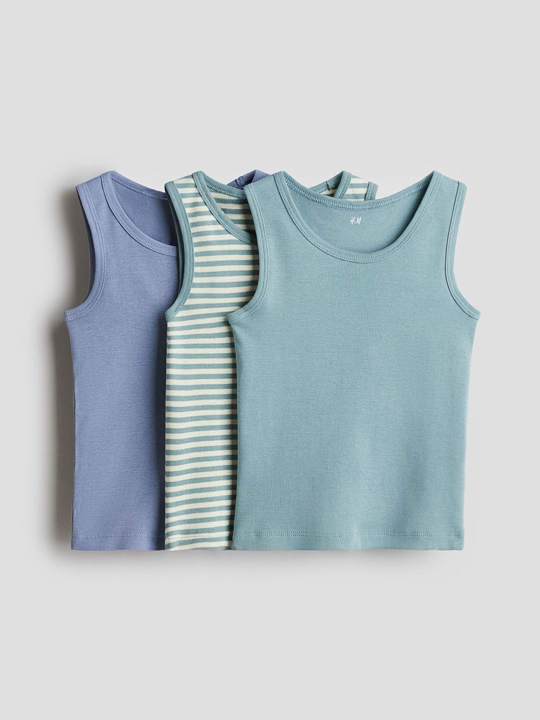 

H&M 3-Pack Cotton Vest Tops, Blue