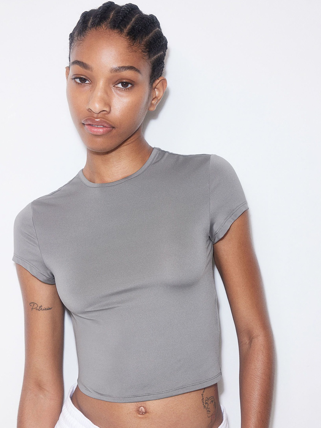 

H&M Fitted T-Shirt, Grey