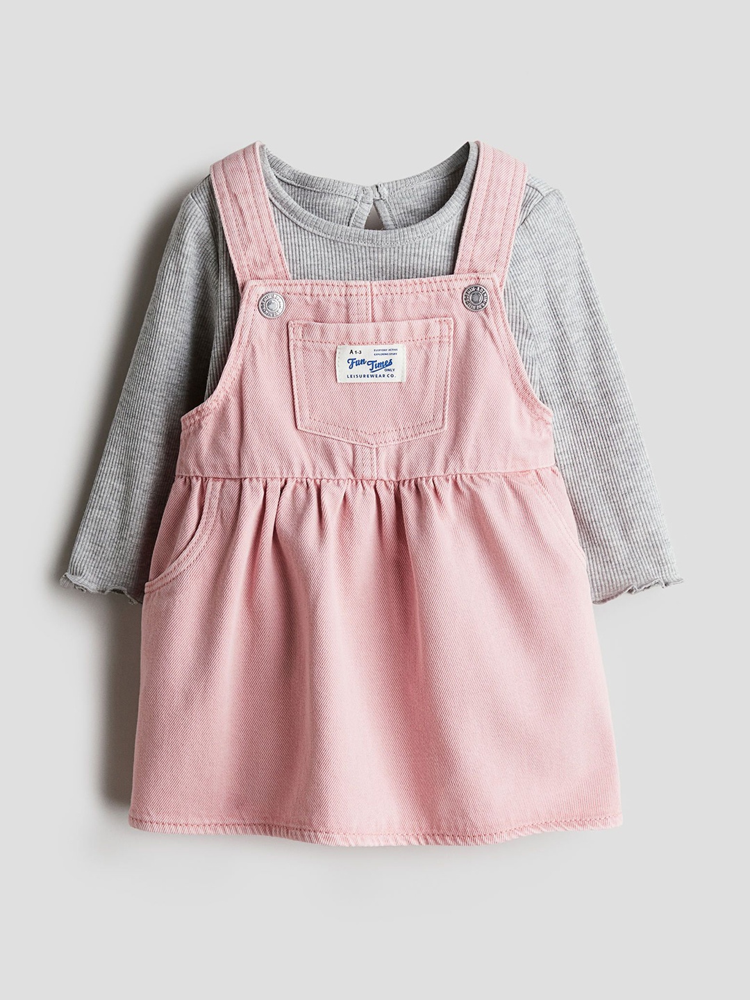 

H&M Girls 2-Piece Denim Dress & Top Set, Pink