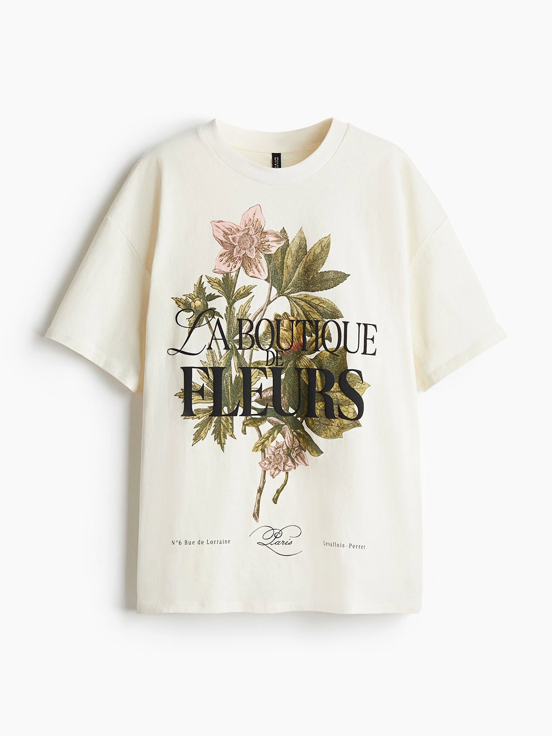 H&M Oversized Motif-Detail T-Shirt, White