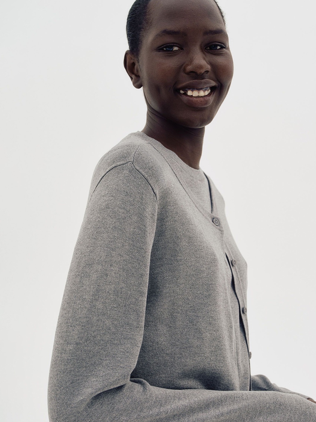 

H&M Fine-Knit Cardigan, Grey