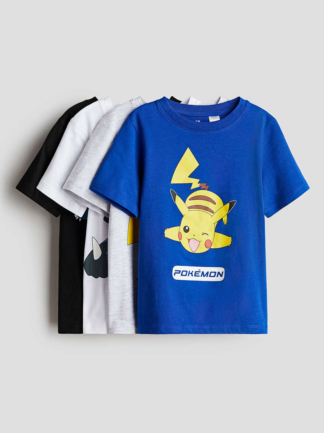 

H&M 4-Pack Printed T-Shirts, Black