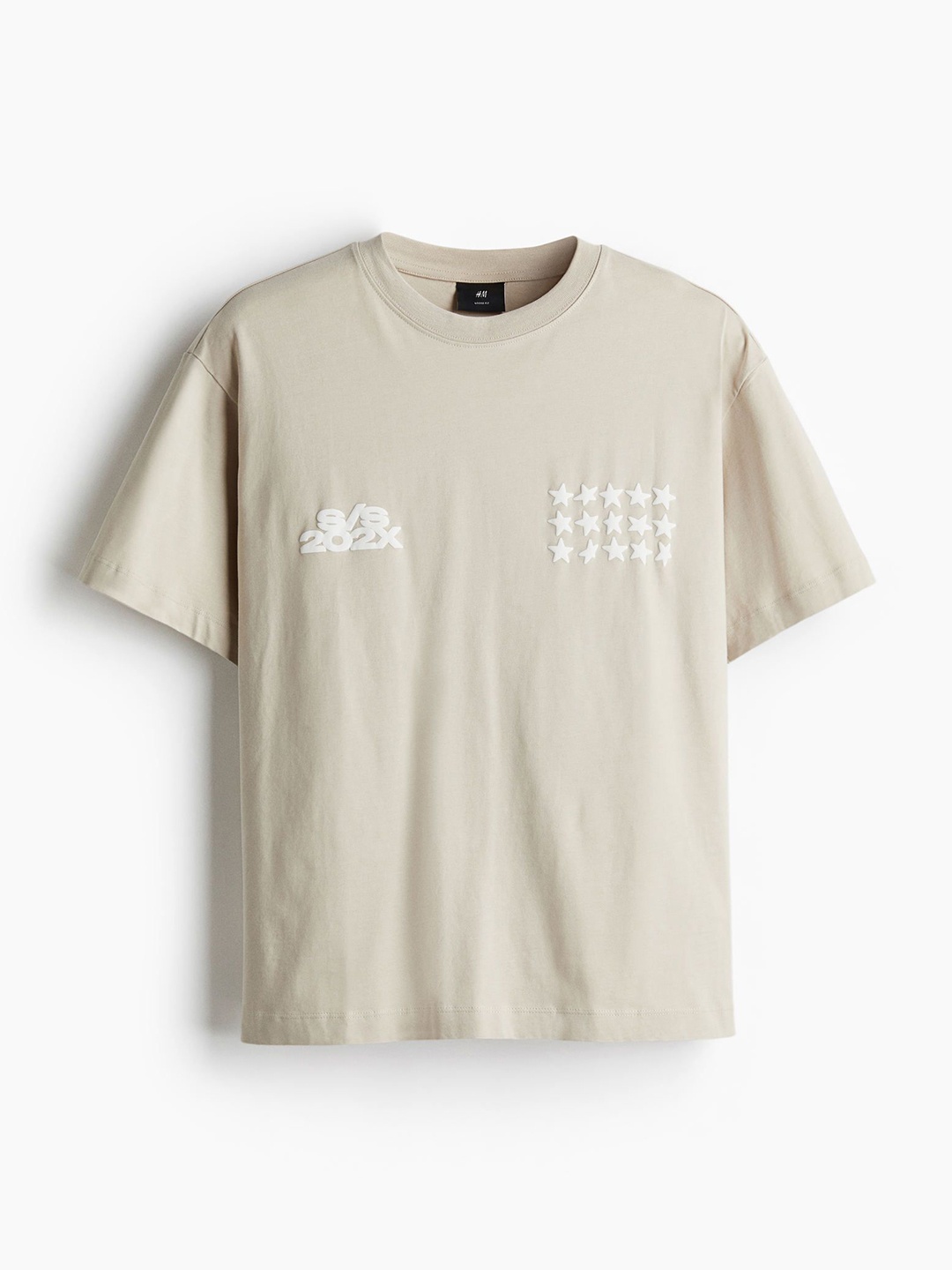 

H&M Loose Fit Printed T-Shirt, Beige