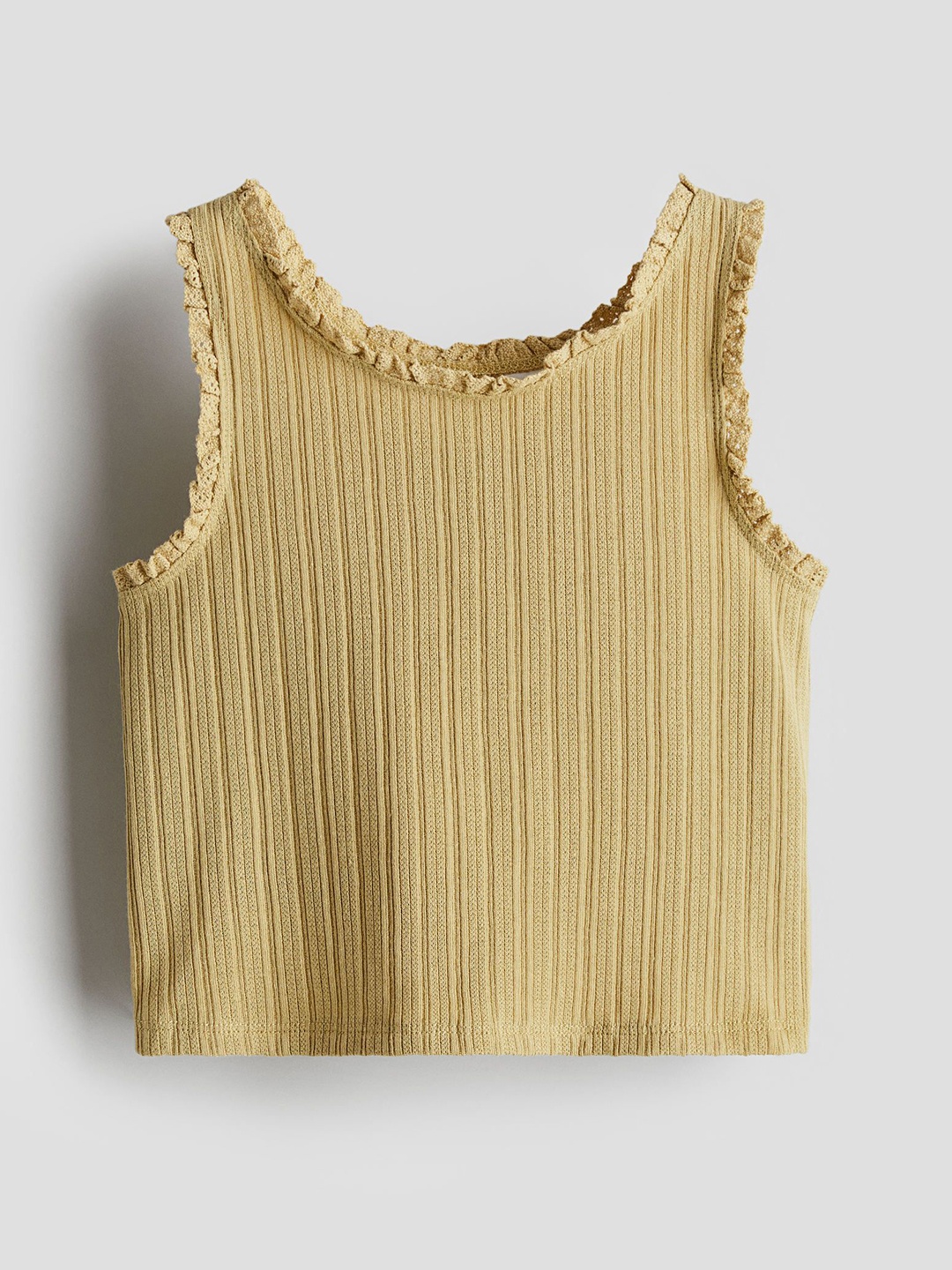 

H&M Lace-Trimmed Vest Top, Yellow