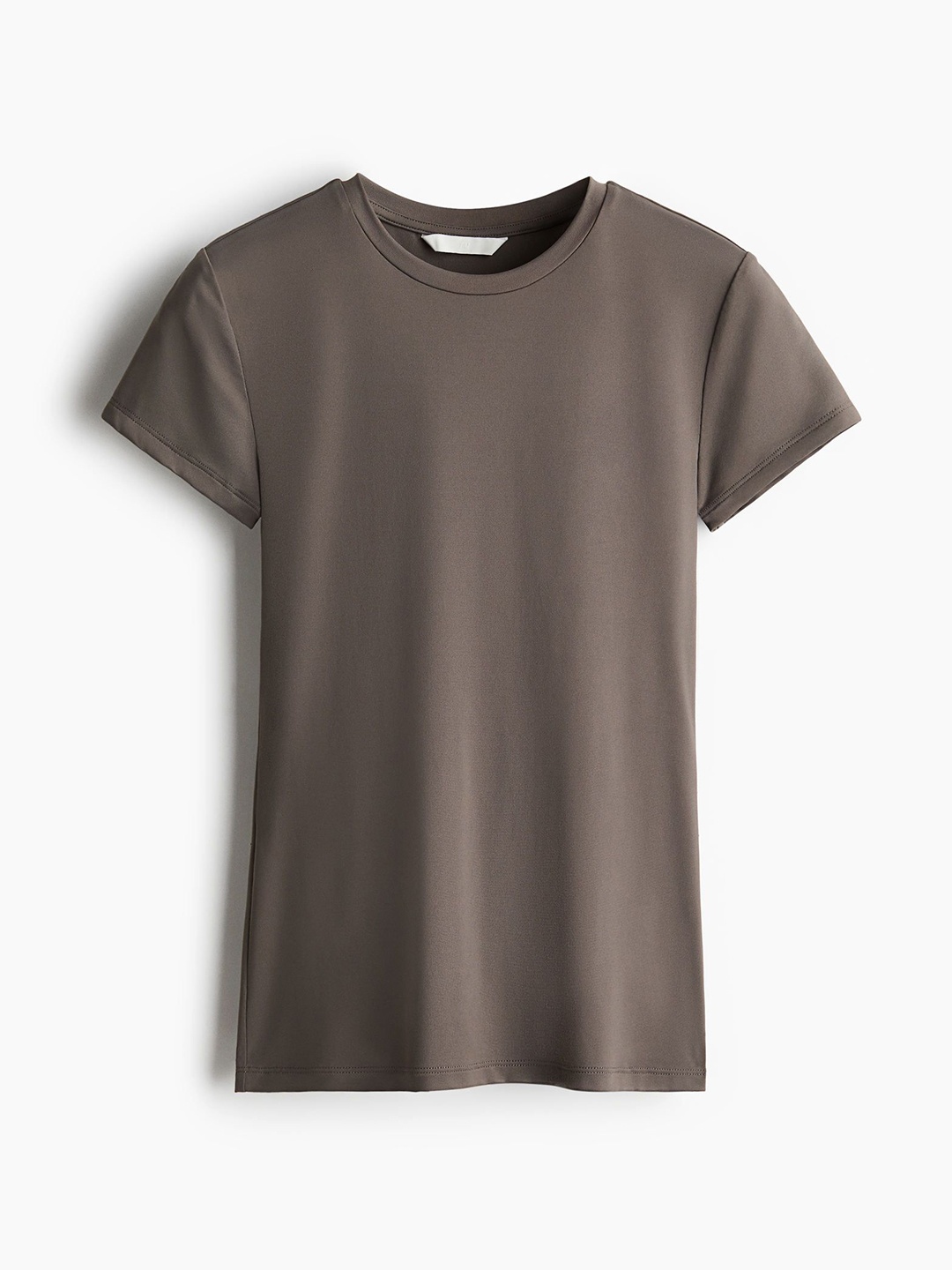 

H&M Fitted Microfibre T-Shirt, Beige
