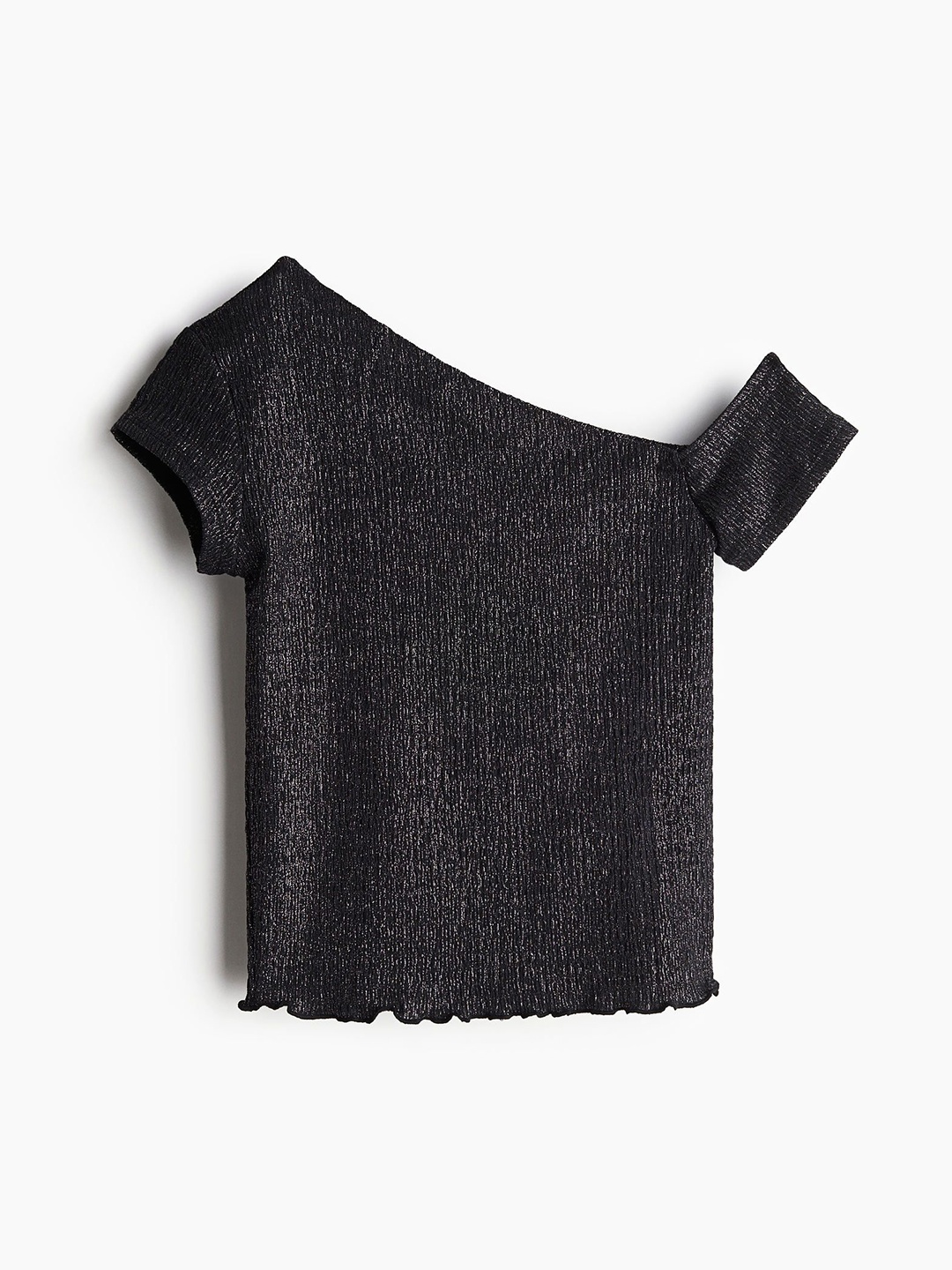 

H&M Smocked One-Shoulder Top, Black