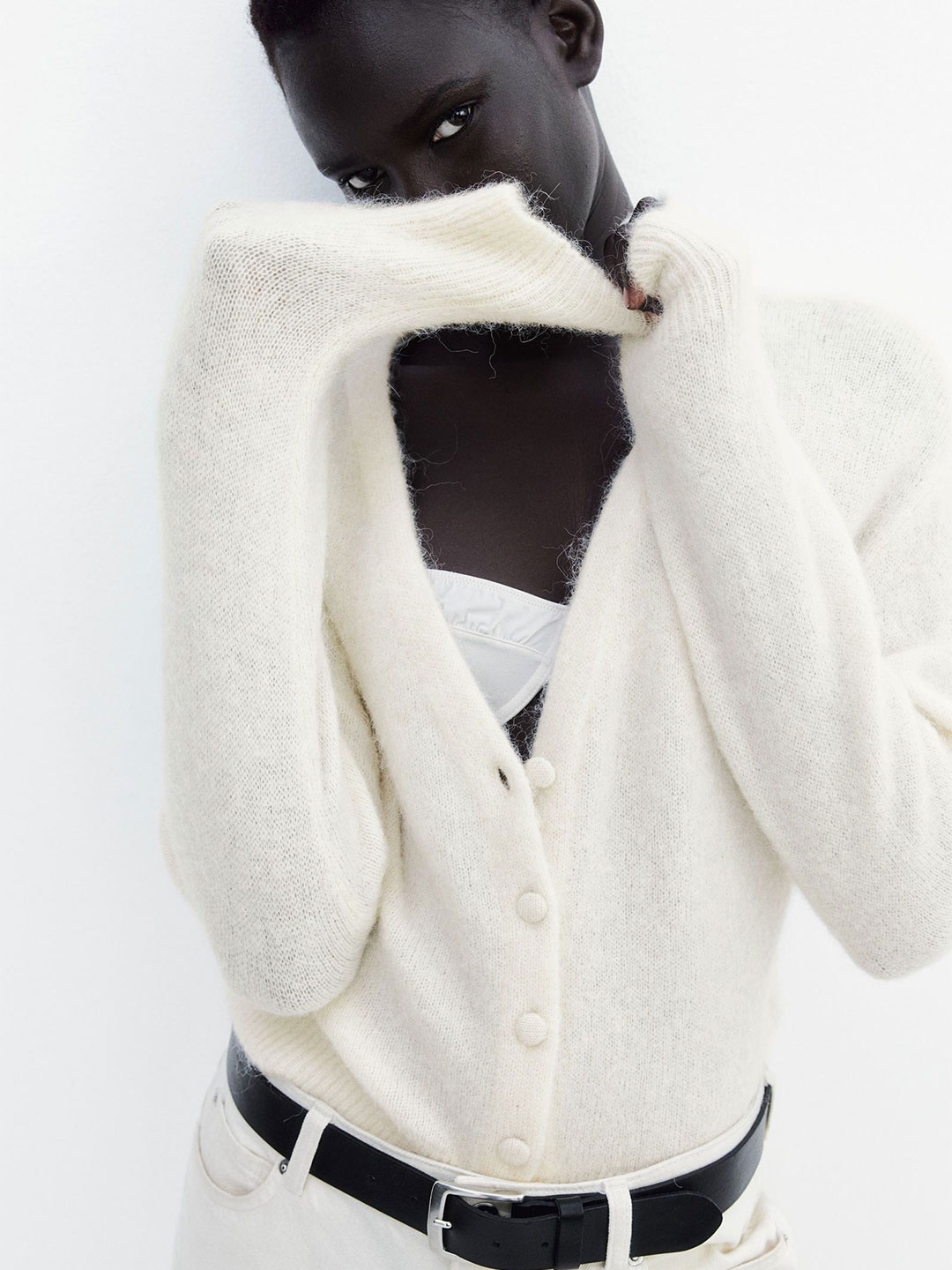 

H&M Women Alpaca-Blend Cardigan, White
