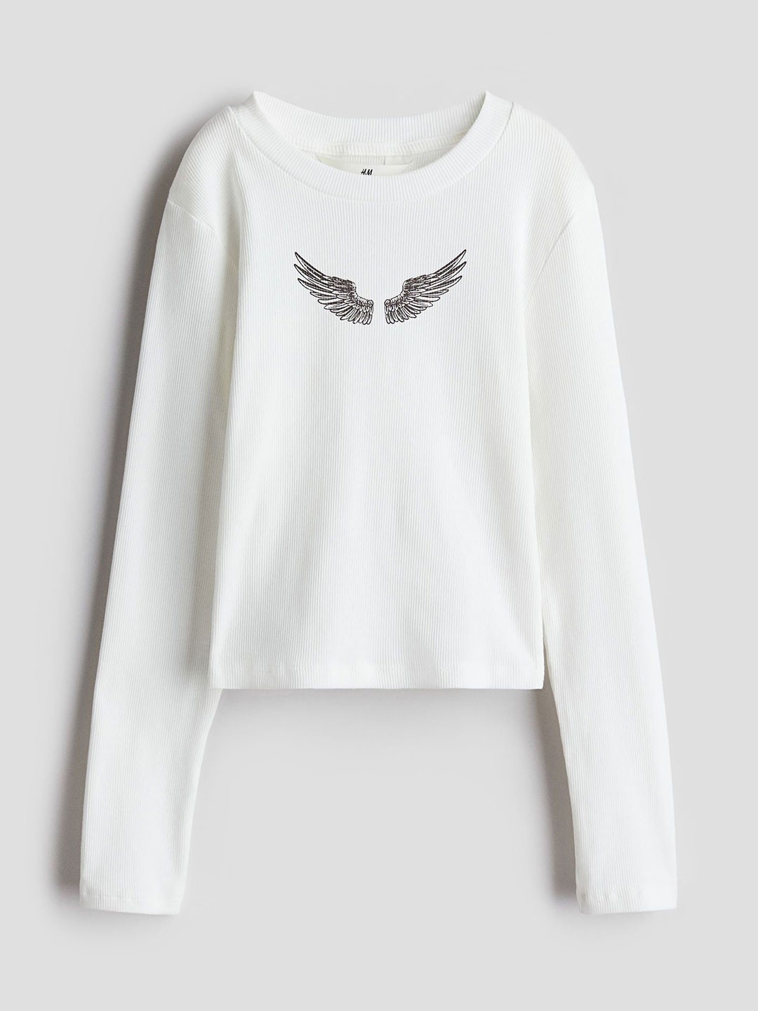 

H&M Girls Ribbed Cotton Top, White