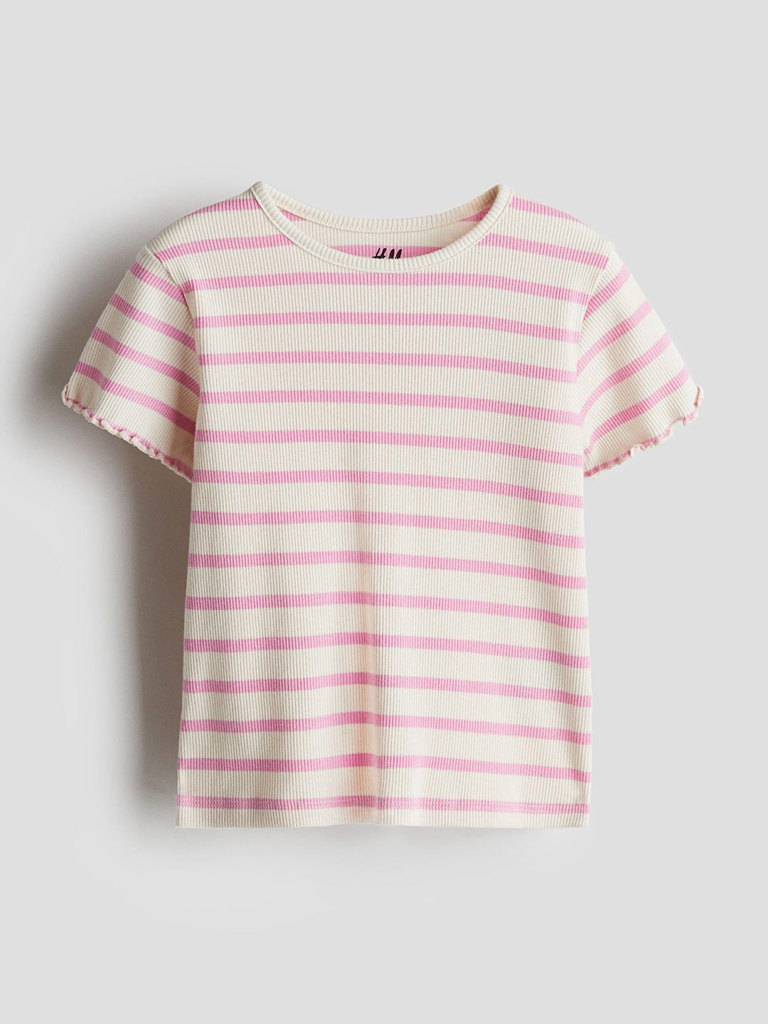 

H&M Girls Ribbed Jersey Top, Cream